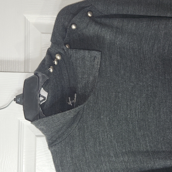 LENNIE FOR NINA LEONARD KNIT DRESS SIZE L DARK GREY TURTLE NECK BUTTONS EMBELLIS - Picture 4 of 12